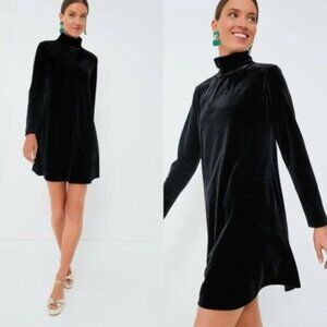Pomander Place NEW Black Velvet Long Sleeve Mottershead Mini Dress Size M